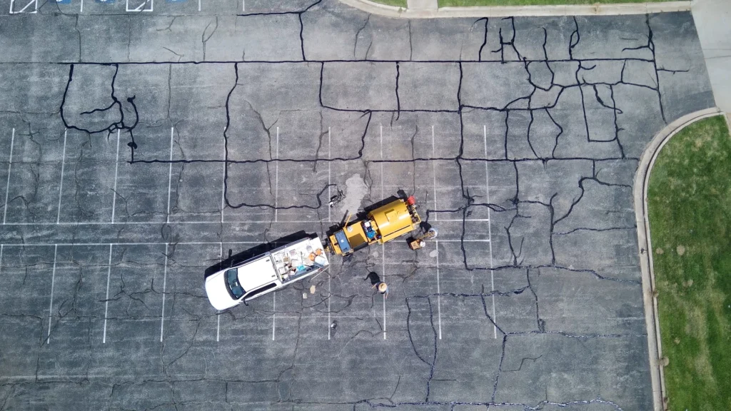 Cracksealing in progress