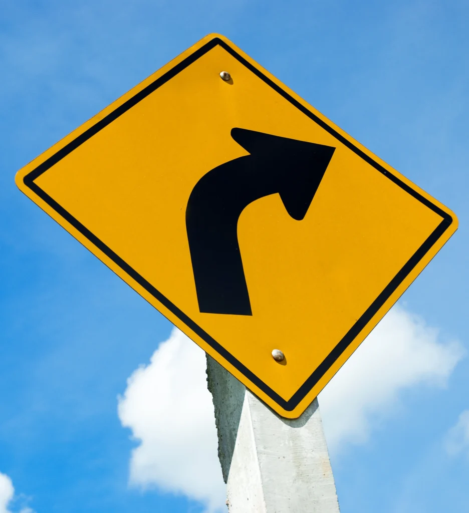 New Turn ahead sign installed