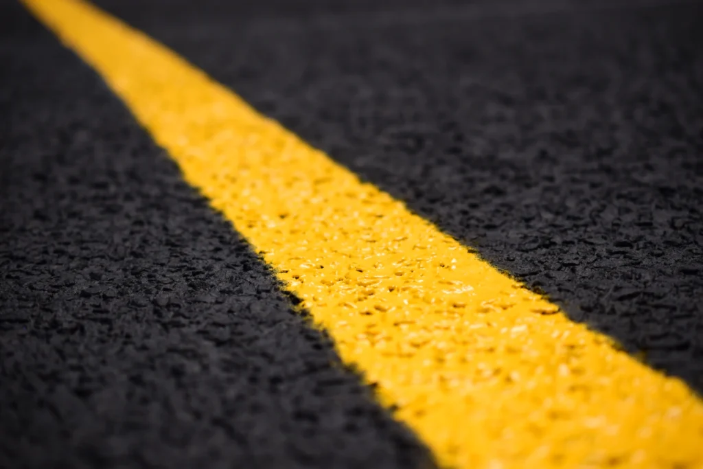 Close up of parking lot stripe